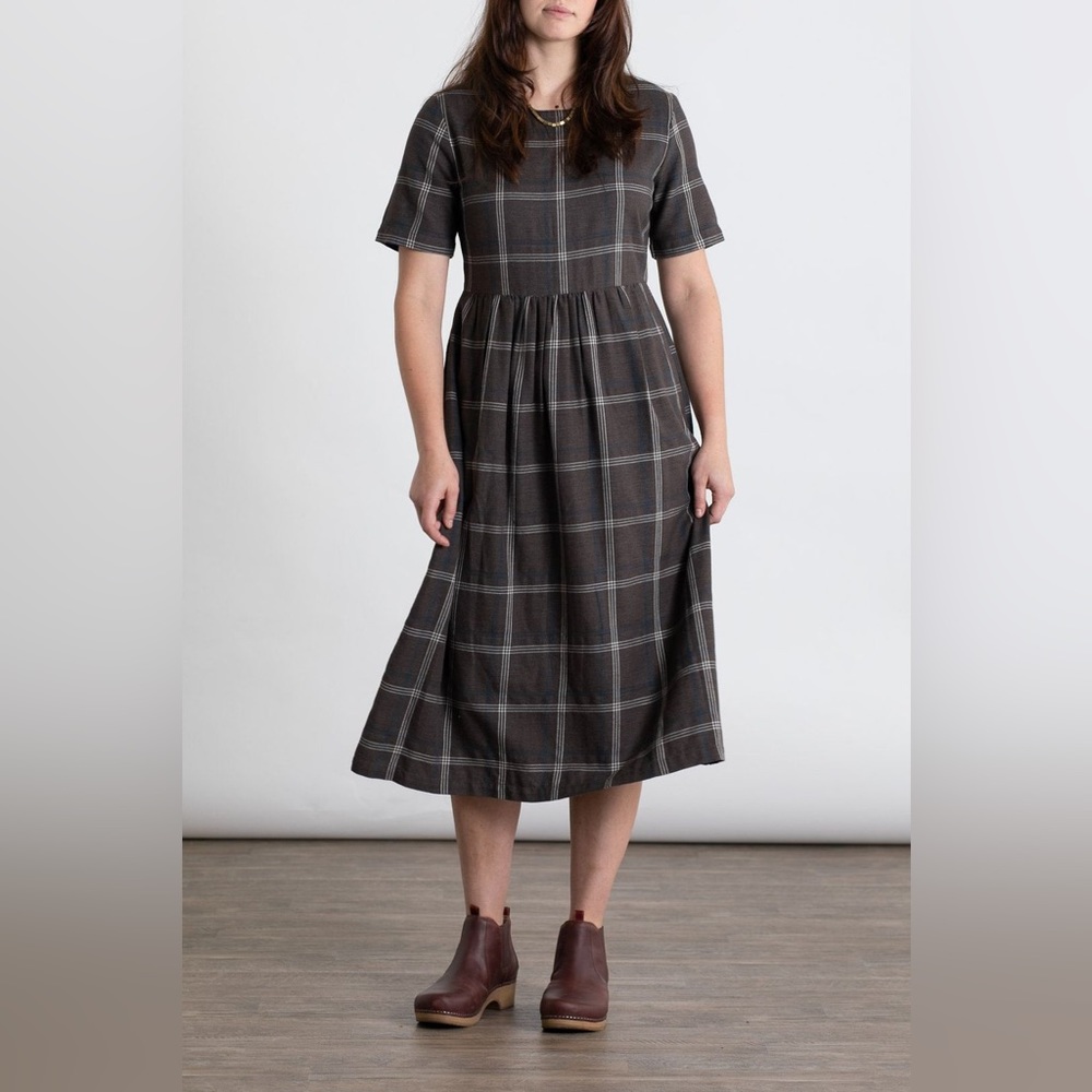 Bridge and Burn Perry dress in Brown Windowpane